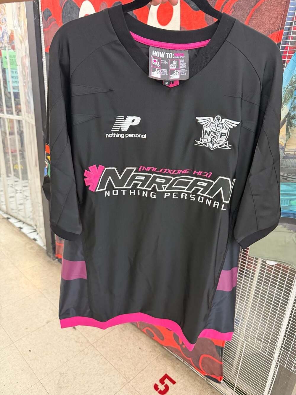 Nothing Personal Narcan Naloxone HCI Soccer Jersey Black Size M